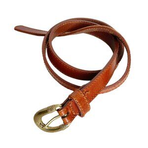 Liz Claiborne Belt Womens Size L Brown Bridle Leather Gold Buckle New Old Stock